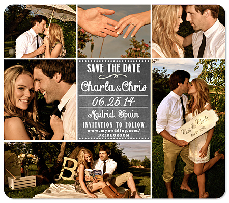"6-Photo CollageChalk Save the Date Magnet"